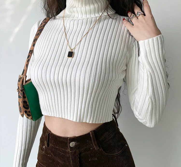 FROSTYVA – Ribbed Turtleneck Sweater, Perfect for Spring