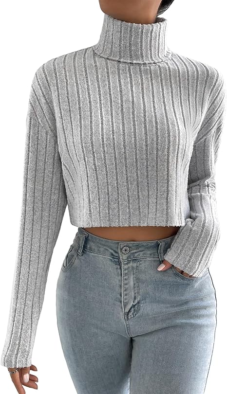 FROSTYVA – Ribbed Turtleneck Sweater, Perfect for Spring