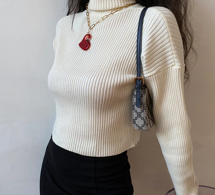 FROSTYVA – Ribbed Turtleneck Sweater, Perfect for Spring